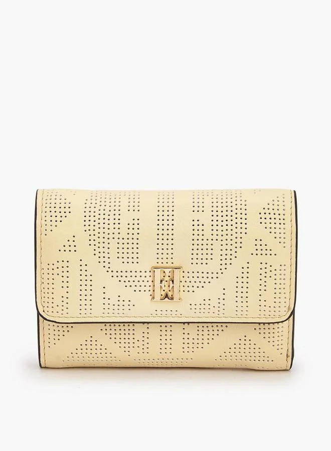 ايل Perforated Wallet with Snap Button Closure